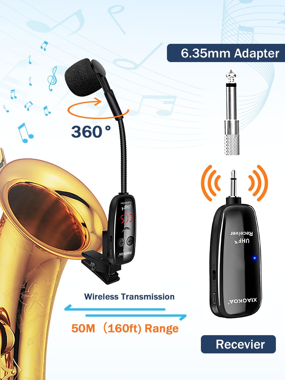 מיקרופון אלחוטי לסקסופון או שאר כלי נשיפה musicstoke